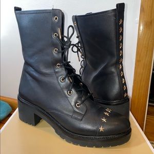 Michael Kors Star Studded Leather Combat Boots